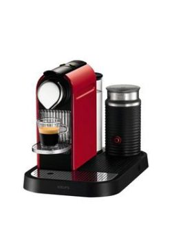 Nespresso Citiz Xn730540 Coffee Machine And Aeroccino Milk Frother By Krups - Red